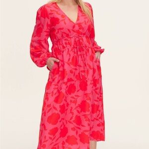 Kate Spade x Target Red & Pink Maxi floral Dress Medium. Brand NWT